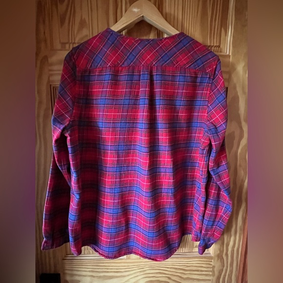 🆕🏕️LANDS’ END Ruffled Plaid Long Sleeve Flannel Shirt - Picture 6 of 6